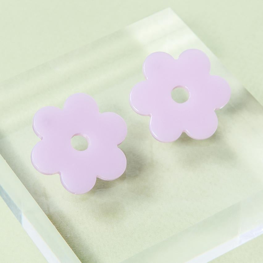Daisy Acetate Earrings - Medium Black & White M