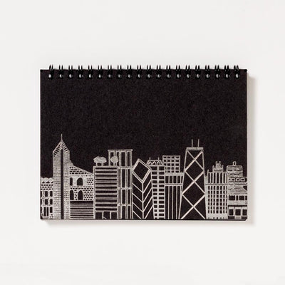 Chicago Skyline Spiral Notebook Black 