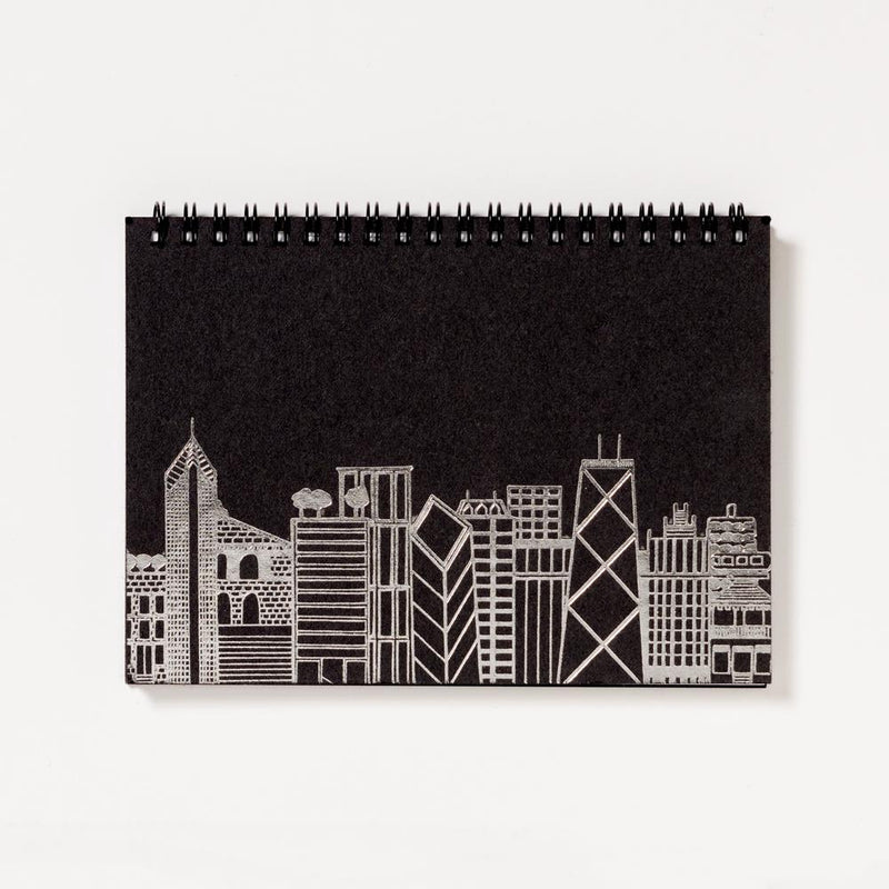 Chicago Skyline Spiral Notebook Black 