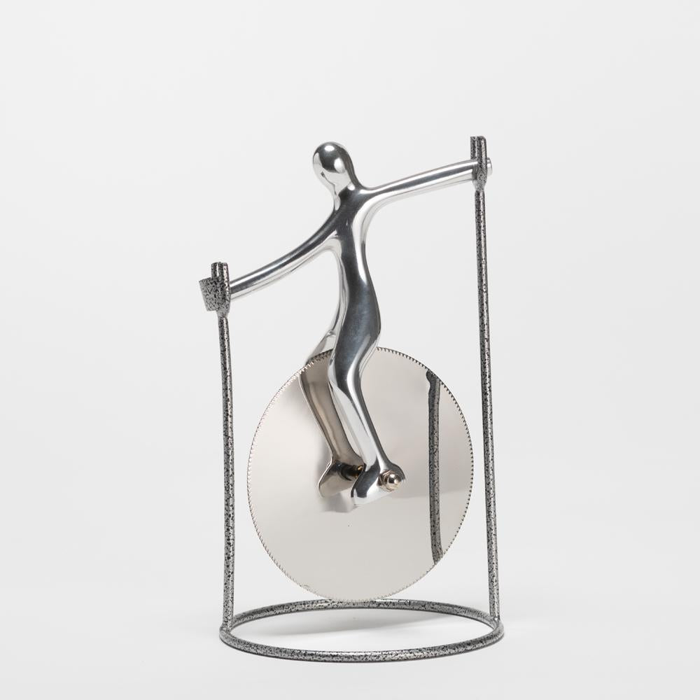 Pete the Pizza Cutter with Stand Silver Set of 2