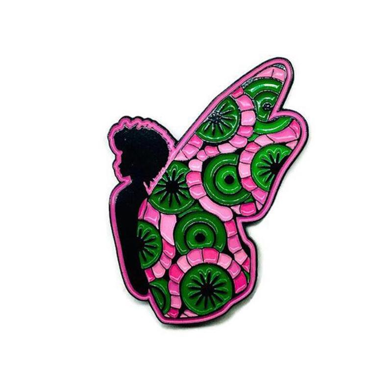 Afro Butterfly Pin Blue & Yellow 