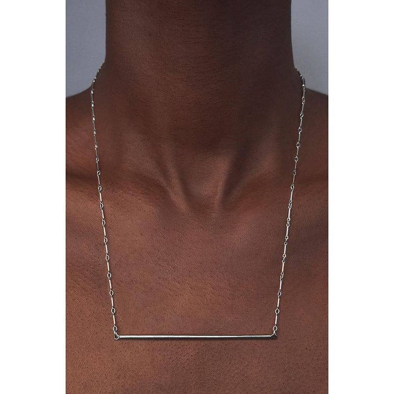 Silver Bar Necklace - Long Silver Long