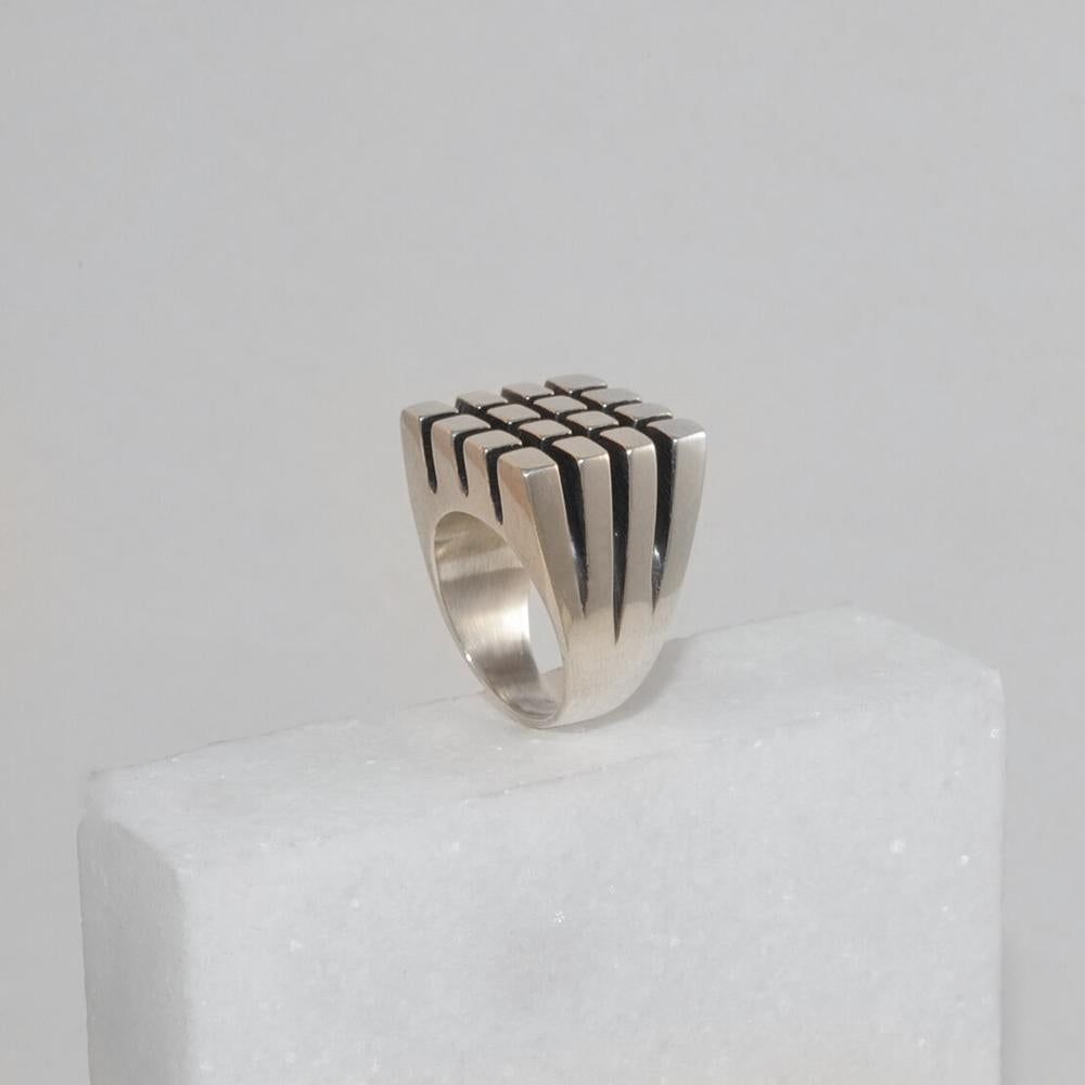 Silver Small Squares Ring Silver 6
