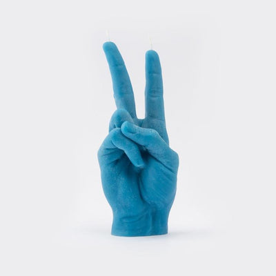 Peace Hand Candle  Blue Front