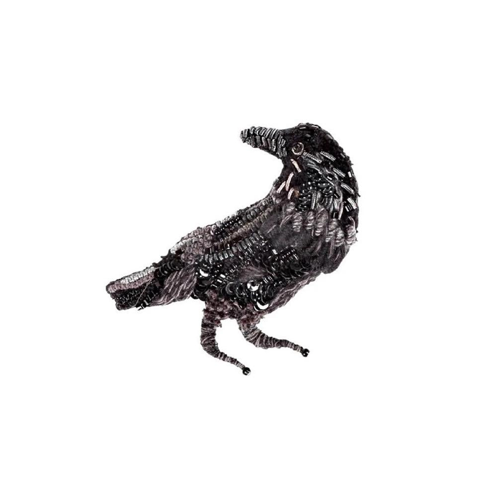Raven Beaded Brooch  