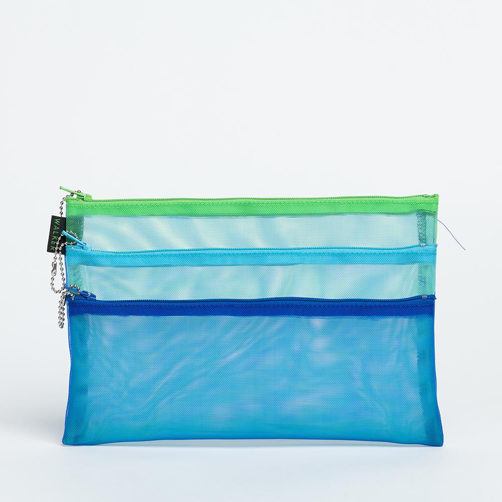 Mesh Triple Zip Pouch  