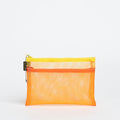 Mesh Double Zip Pouch - Small Orange & Yellow 