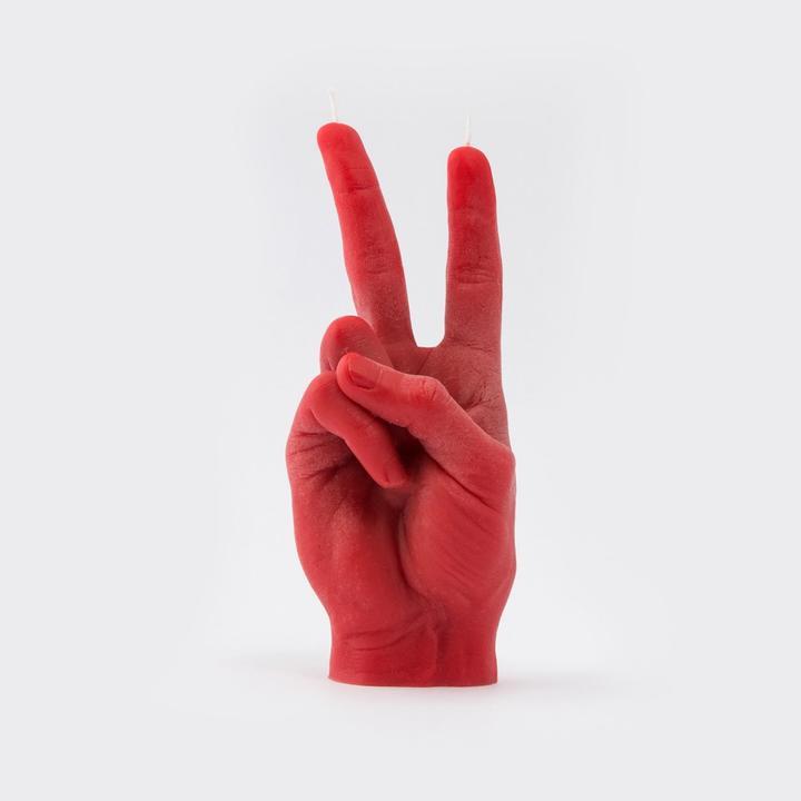 Peace Hand Candle Red
