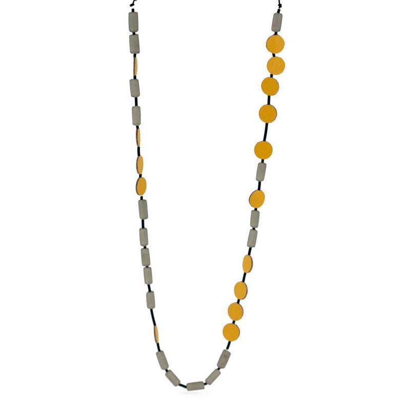 Morse Code Necklace - Be Awesome Today Yellow & Grey 