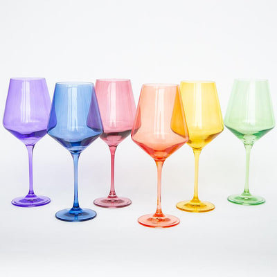 Estelle Colored Wine Glass Set Set of 6 