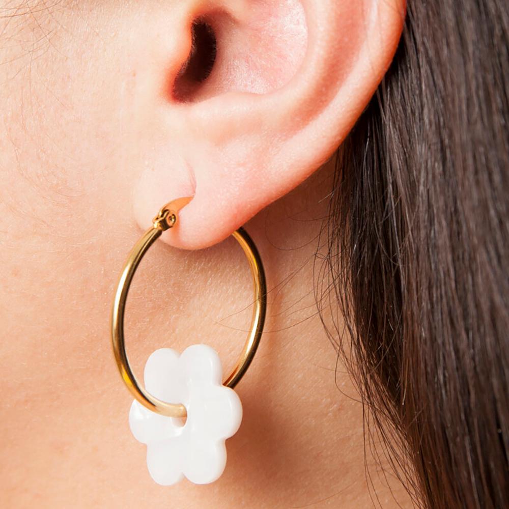 Daisy Hoop Earrings Gold & Tortoise 