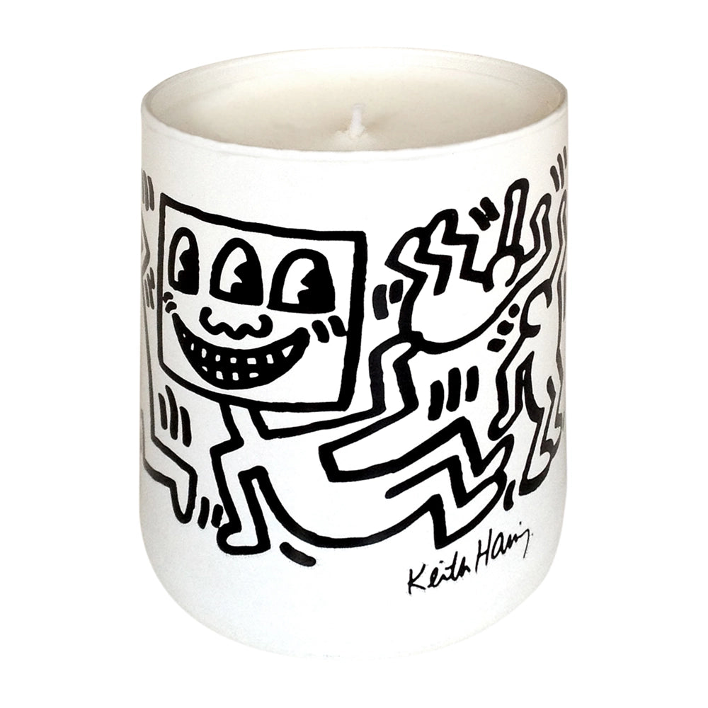 Haring Black Men Drawings Candle White 