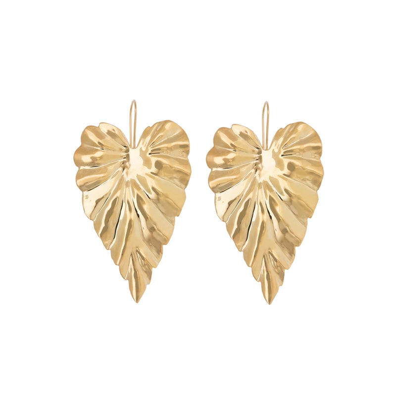 Large Hoja Gold Earrings  