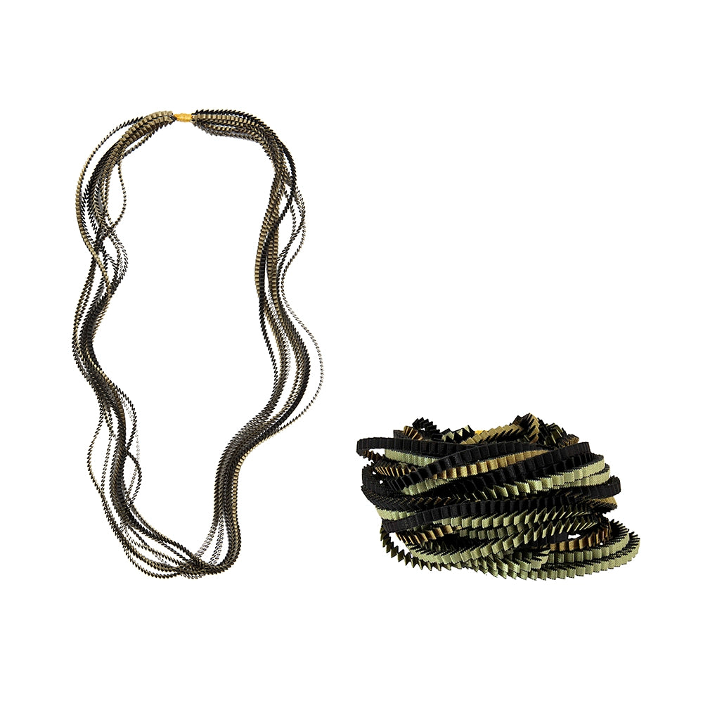Essilp Pleated Necklace Blue & Silver 