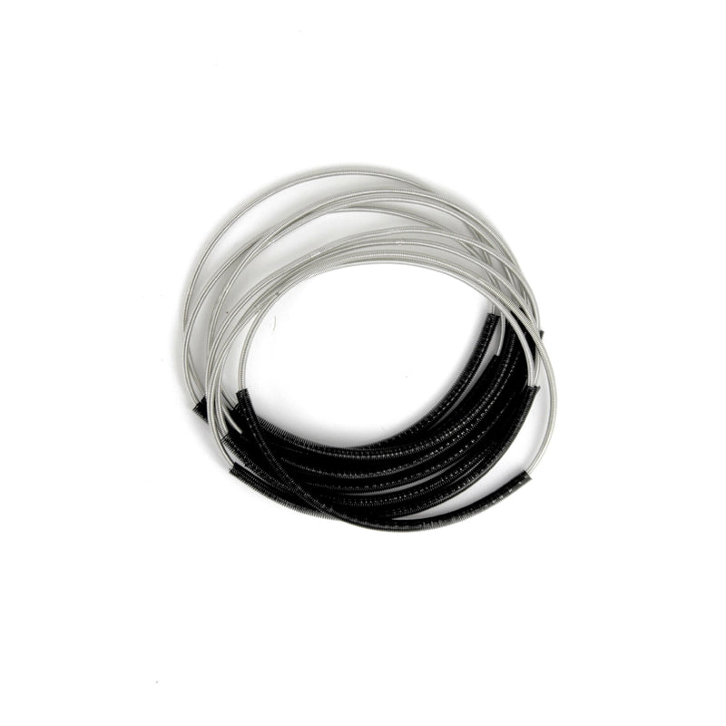 Piano Wire Multi Sleeve Bracelet Silver & Black 