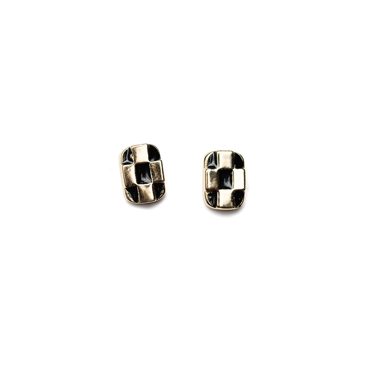 Checkerboard Mini Post Earrings - Sterling Silver Silver 