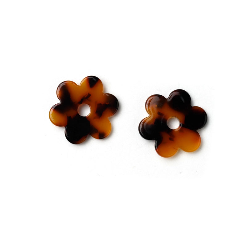 Daisy Acetate Earrings - Small Black & White S