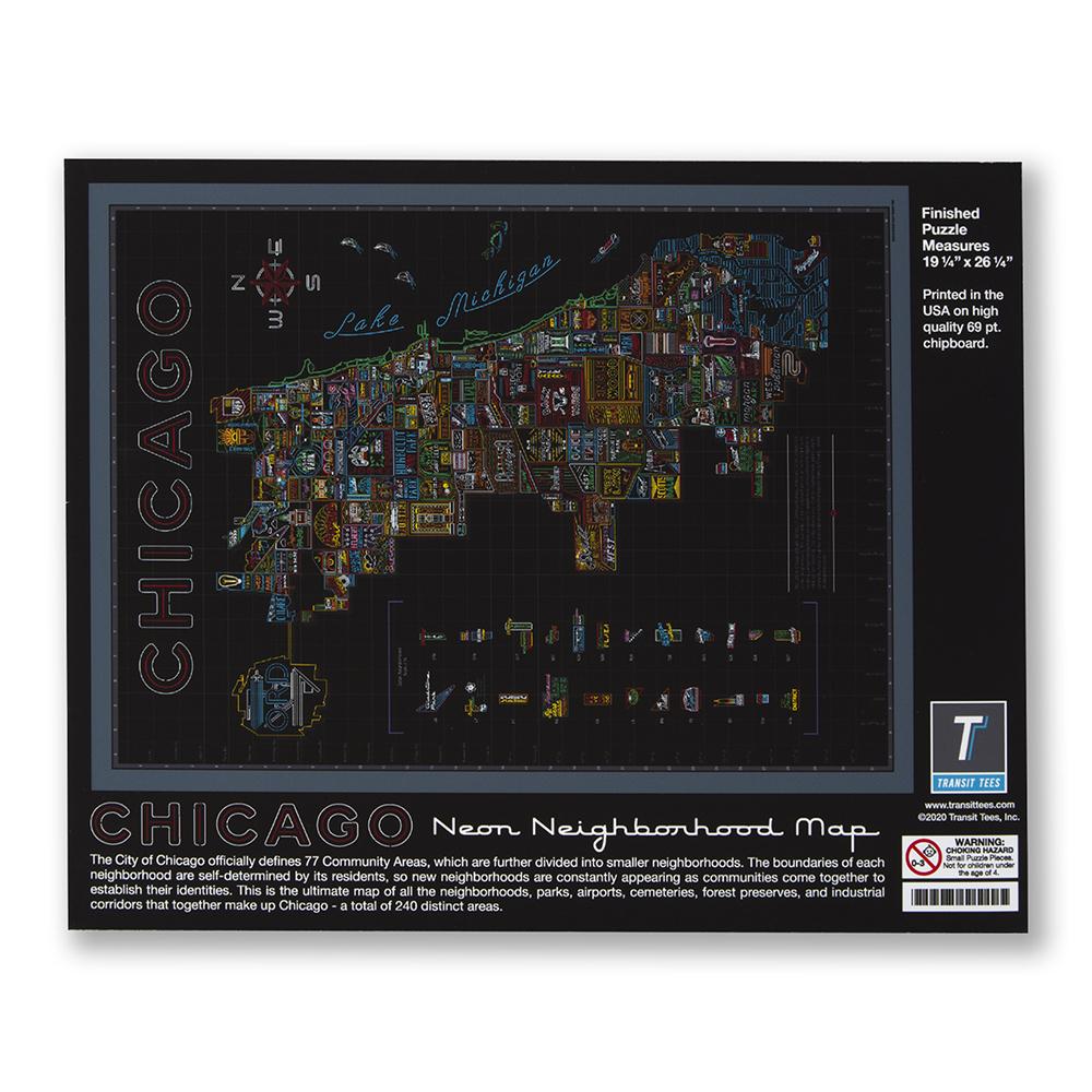 Chicago Neon Neighborhood Puzzle  