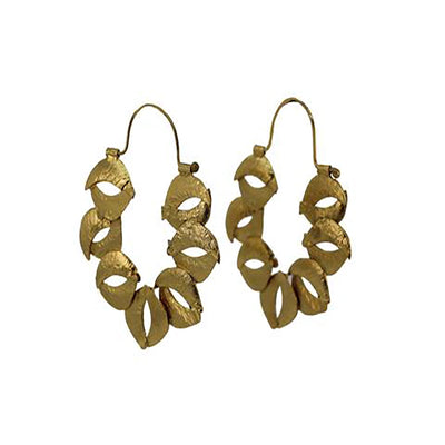 Organic Sculptured Reticulated Hoop Earrings Gold 