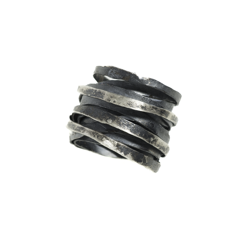 Wrapped Bands Ring Silver 6