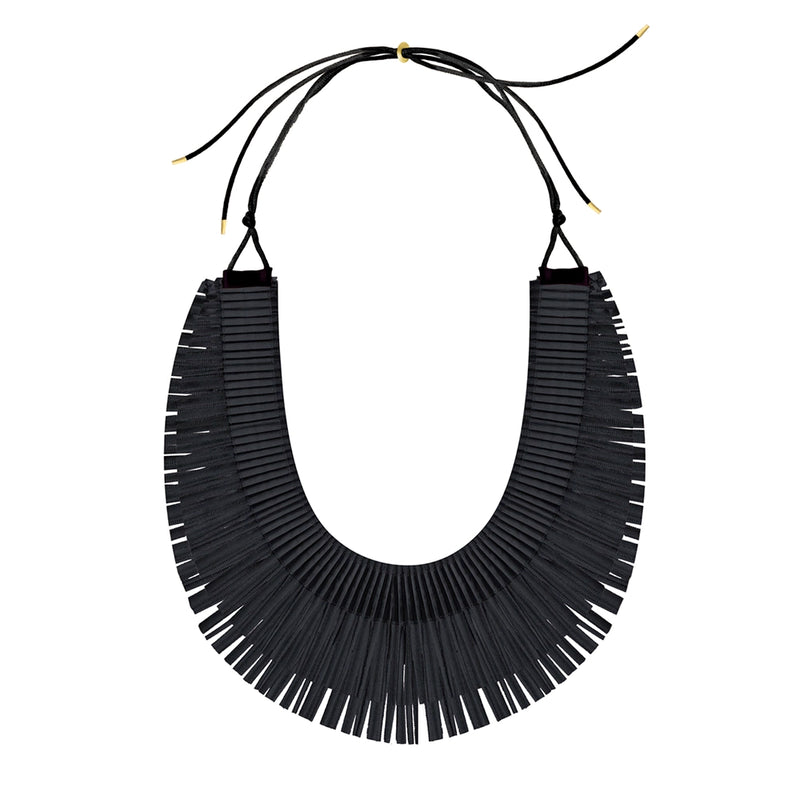 Ra Double Pleated Necklace Black 