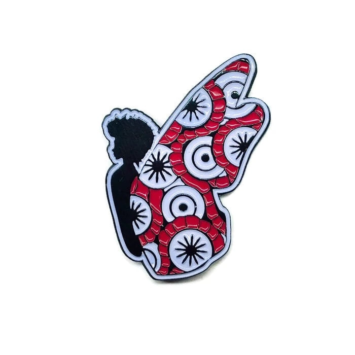 Afro Butterfly Pin Red & White 