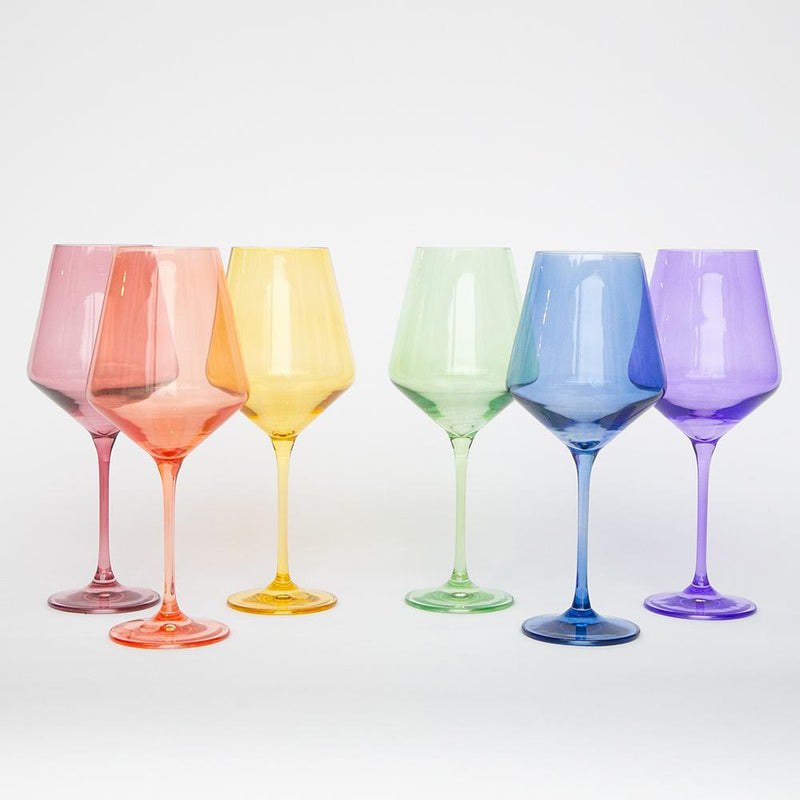 Estelle Hand-Blown Colored Wine Glasses (Set of 6)