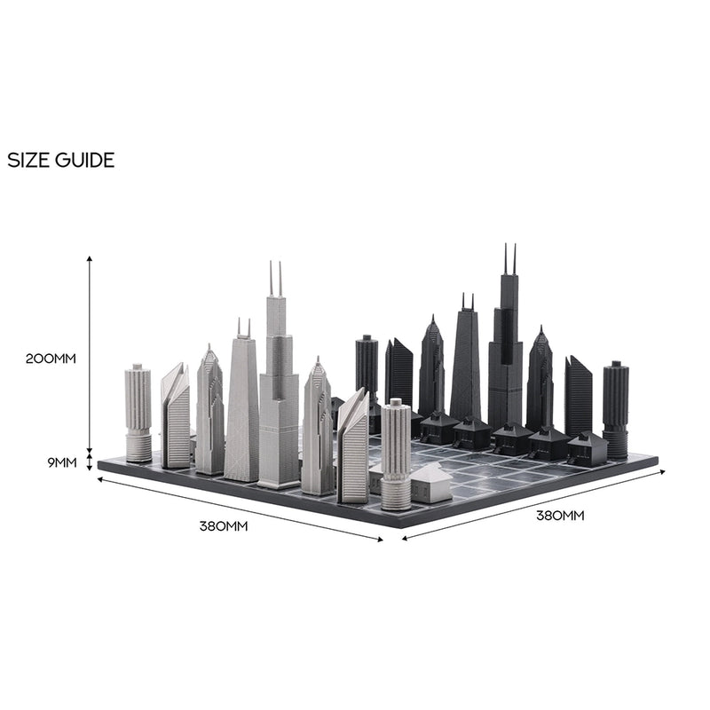 Chicago Skyline Stainless Steel Chess Set  