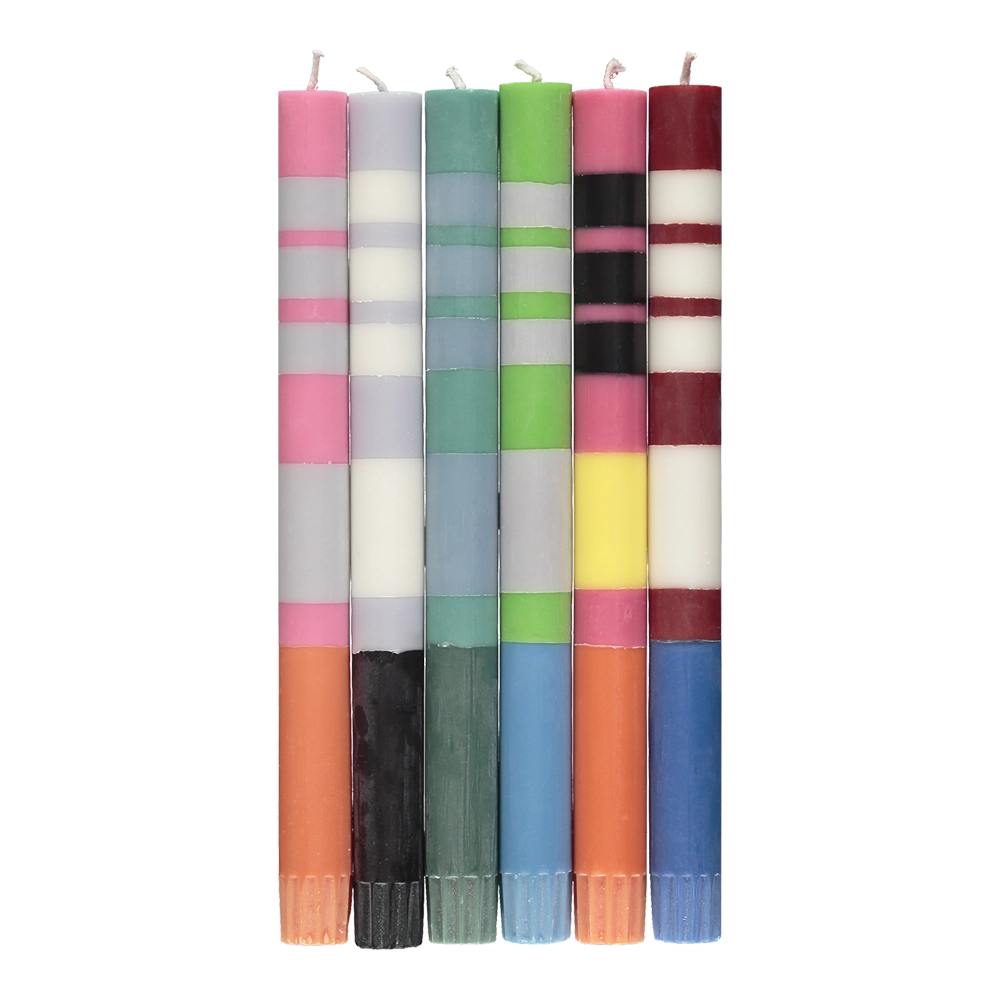 Abstract Striped Candle Taper Set Abstract Striped Set of 6