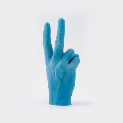 Peace Hand Candle  Blue Back