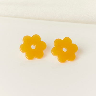 Daisy Acetate Earrings - Small Orange S