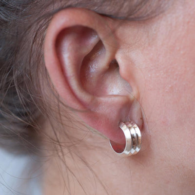 Silver Small Triple Hoop Earrings  