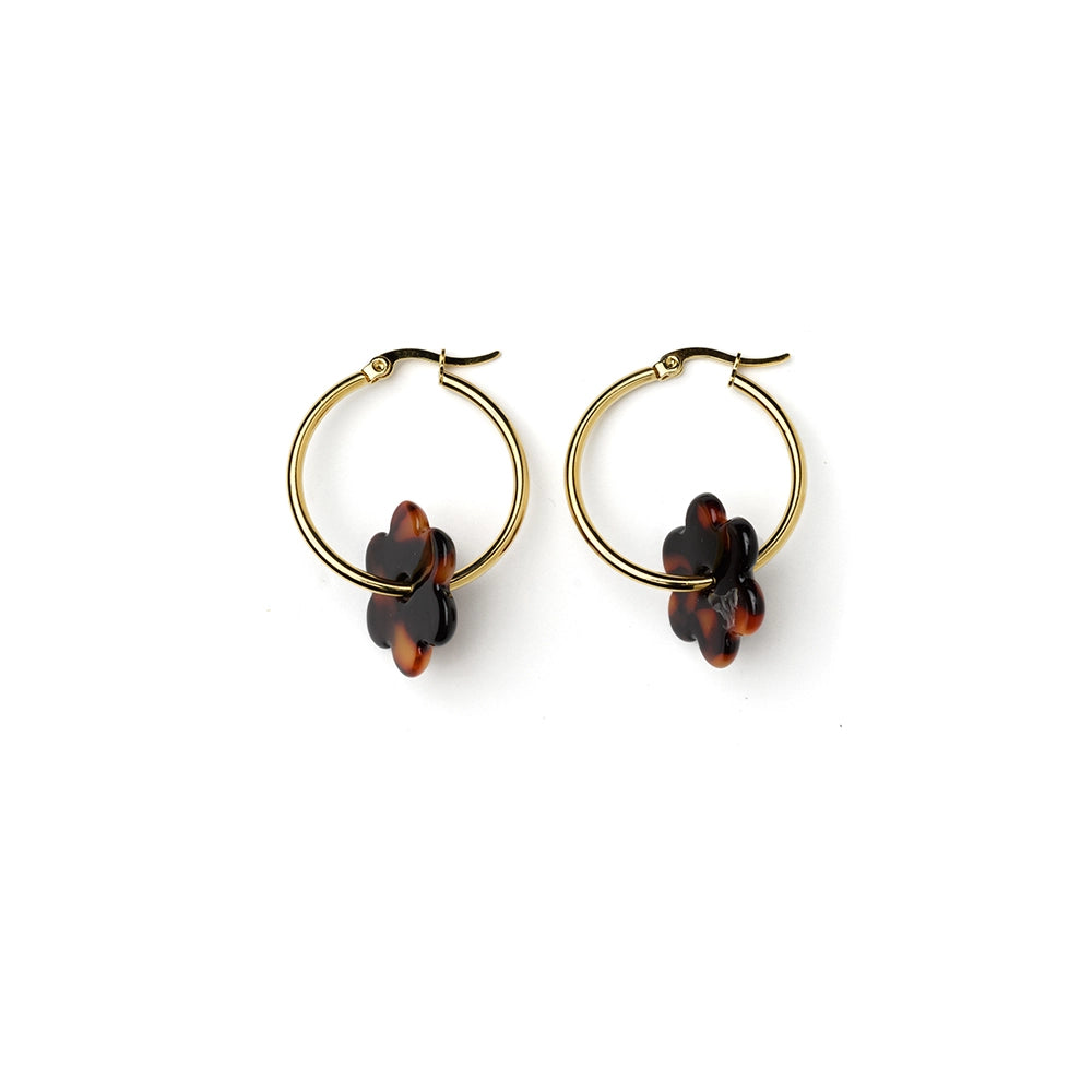 Daisy Hoop Earrings Gold & Tortoise 