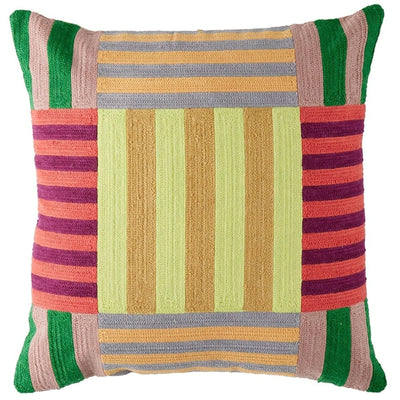 Dusen Dusen Embroidered Stripe Pillow