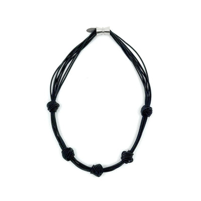 Five Knot Piano Wire Necklace Black 