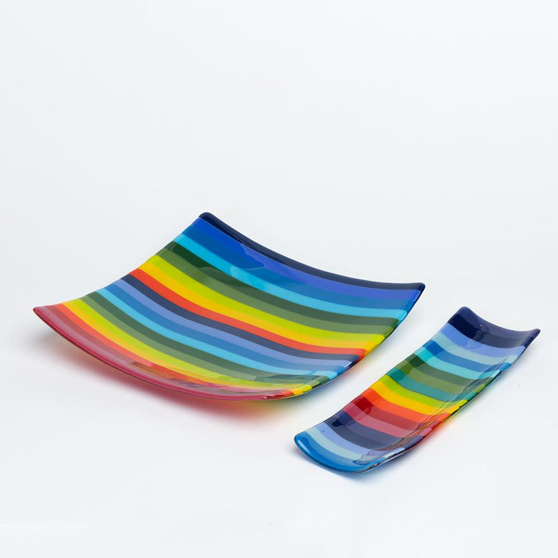 Rainbow Stripe Midge Glass Long Plate  