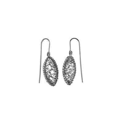 Mini Wire Flat Drop Earrings - Oxidized Slate Mini