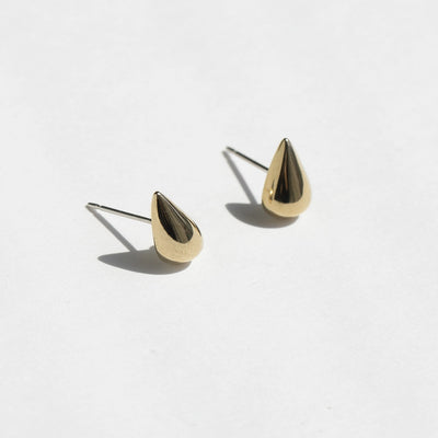 Brass Teardrop Stud Earrings Gold 
