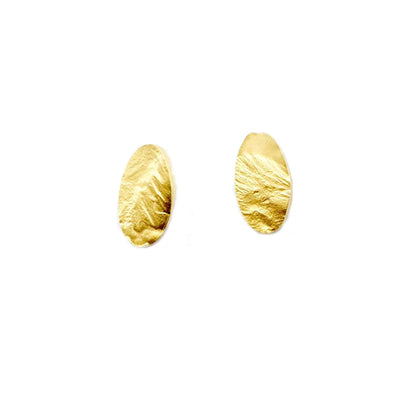 Reticulated Gold Oval Post Earrings  