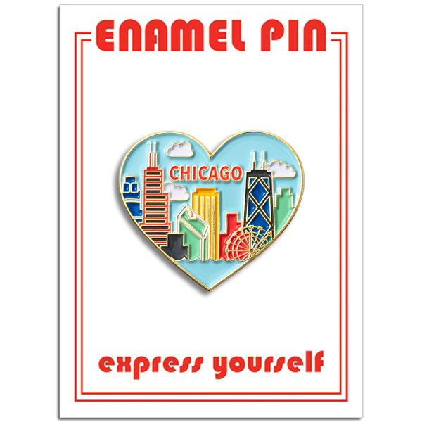 Chicago Skyline Heart Pin  