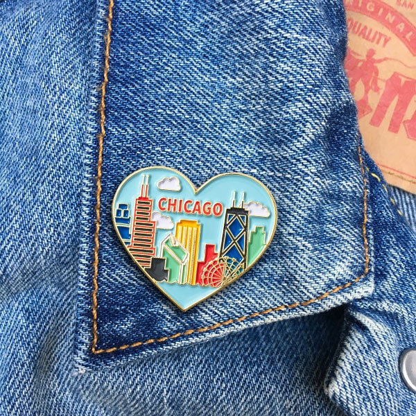 Chicago Skyline Heart Pin  