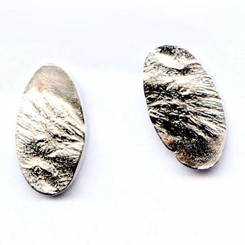 Reticulated Silver Oval Post Earrings Silver 