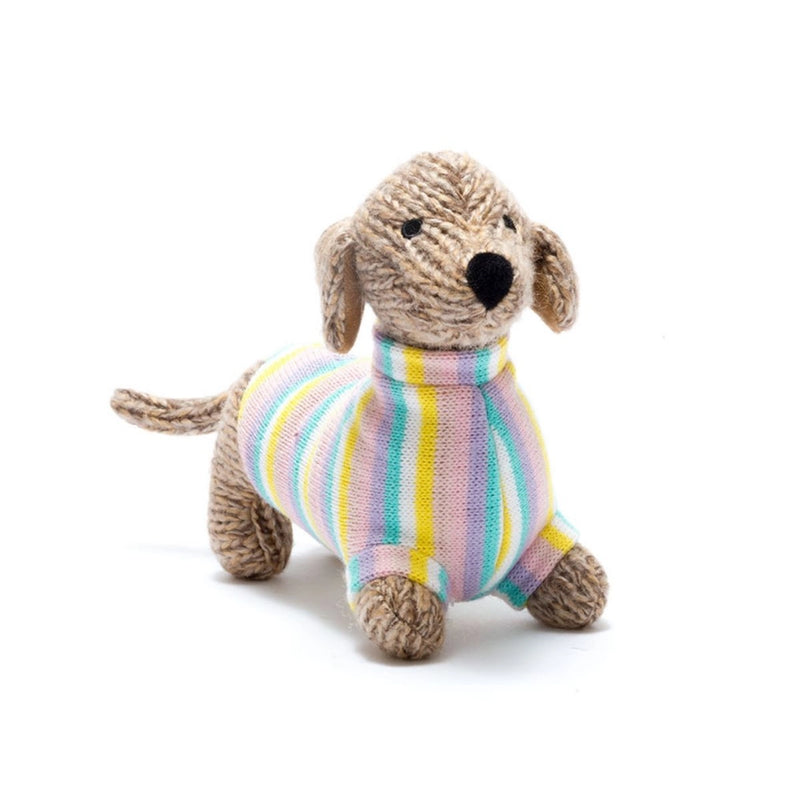 Knitted Sweater Sausage Dog Plush Pastel 