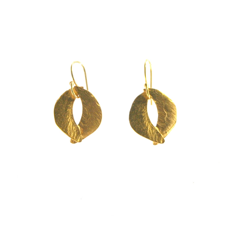 Tiny Sculptured Organic Earrings Gold 