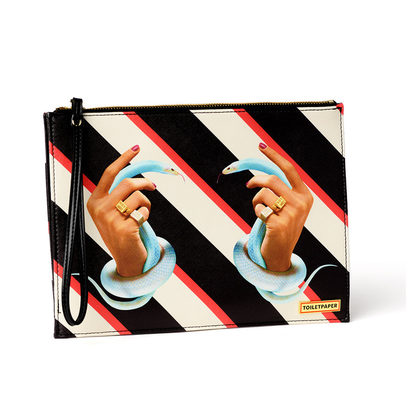 Seletti Hands Holding Snakes Zip Pouch  