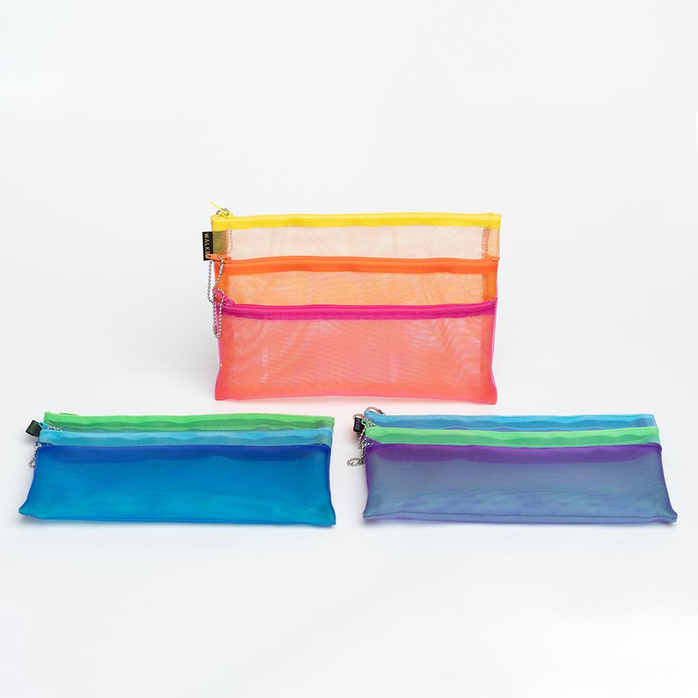 Mesh Triple Zip Pouch  